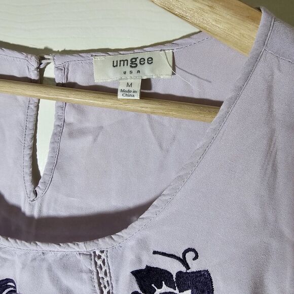 Umgee USA Womens Purple On Purple Ruffle Sleeveless Embroidered Tunic Medium - Picture 3 of 8